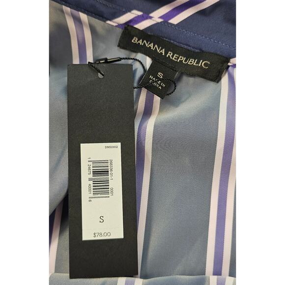 NWT banana republic S vertical stripes long sleeve off shoulder collar career - Picture 7 of 9